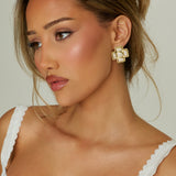Pearl cross earrings