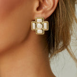 Pearl cross earrings