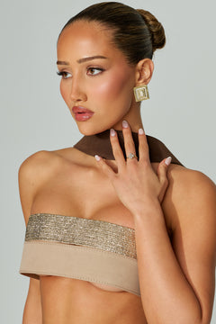 Gold plated Annalise stud earrings with pearl enamel finish