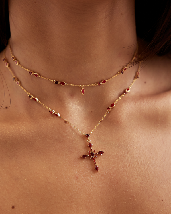 Layered cross necklace