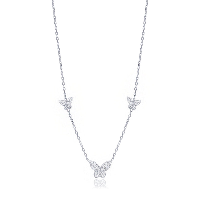 BUTTERFLY TRIO NECKLACE SILVER