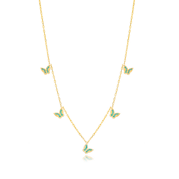 AQUA STONE BUTTERFLY NECKLACE
